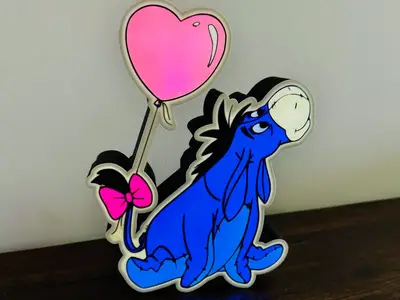 Light Up Sign: Eeyore with heart shaped balloon!