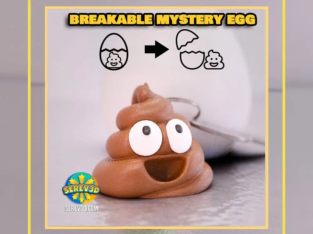 Poop Emoji stl keychain in Breakable Easter Egg - Serev3D