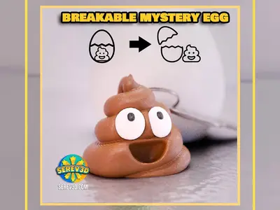Poop Emoji stl keychain in Breakable Easter Egg - Serev3D