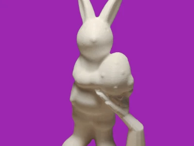 Standing Easter Bunny Holding an Egg