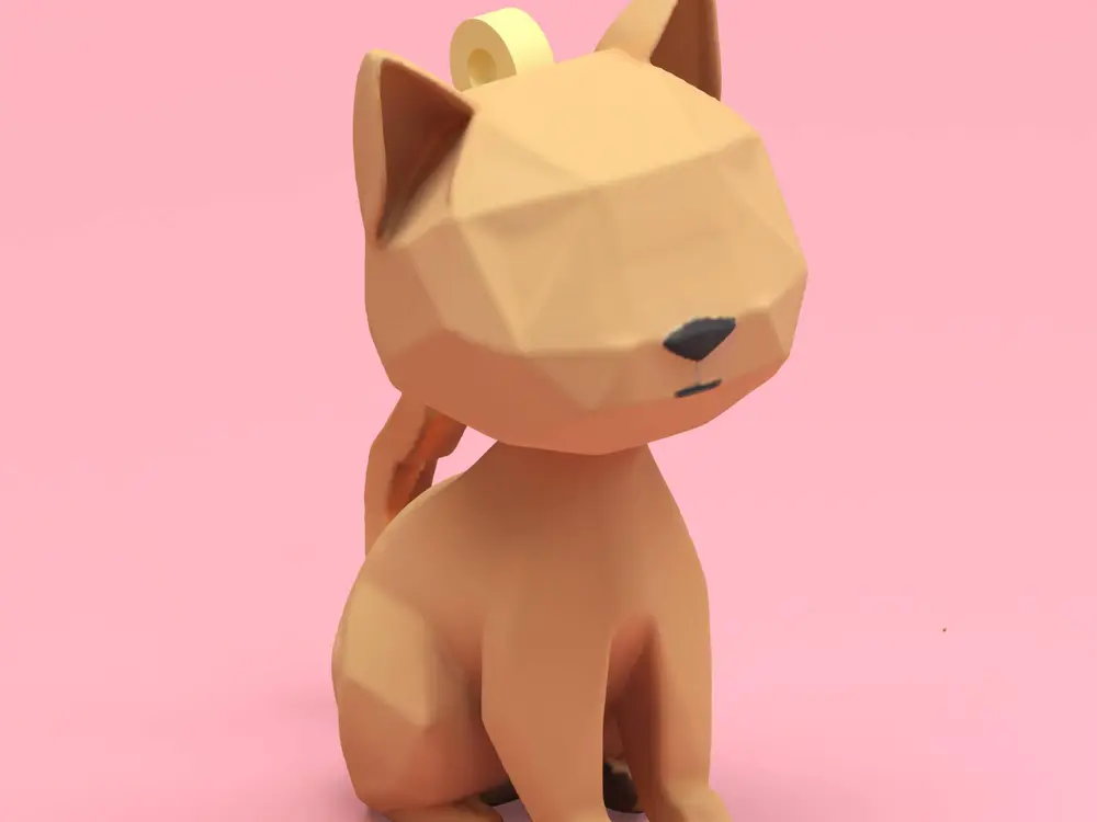low poly cut cats keychain