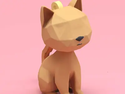 low poly cut cats keychain