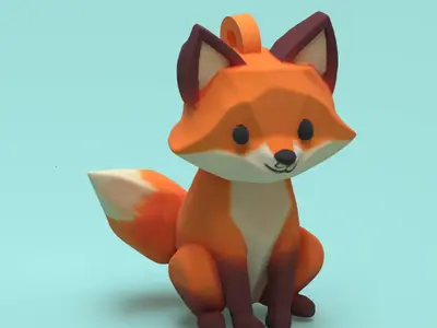 low poly fox keychain