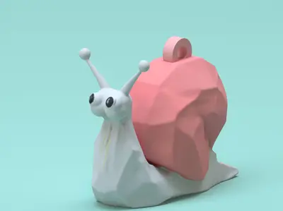 low poly snail keychain