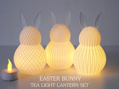 Easter Bunny Tealight Lantern Set