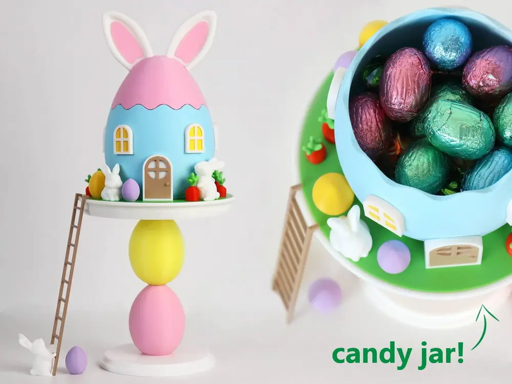Easter Bunny Egg House & Candy Jar