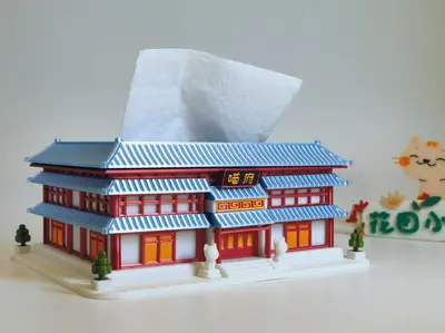 迷你中式建筑纸巾盒 多色拆件无需ACE Mini Chinese style building tissue box with multi-color disassembly without ACE