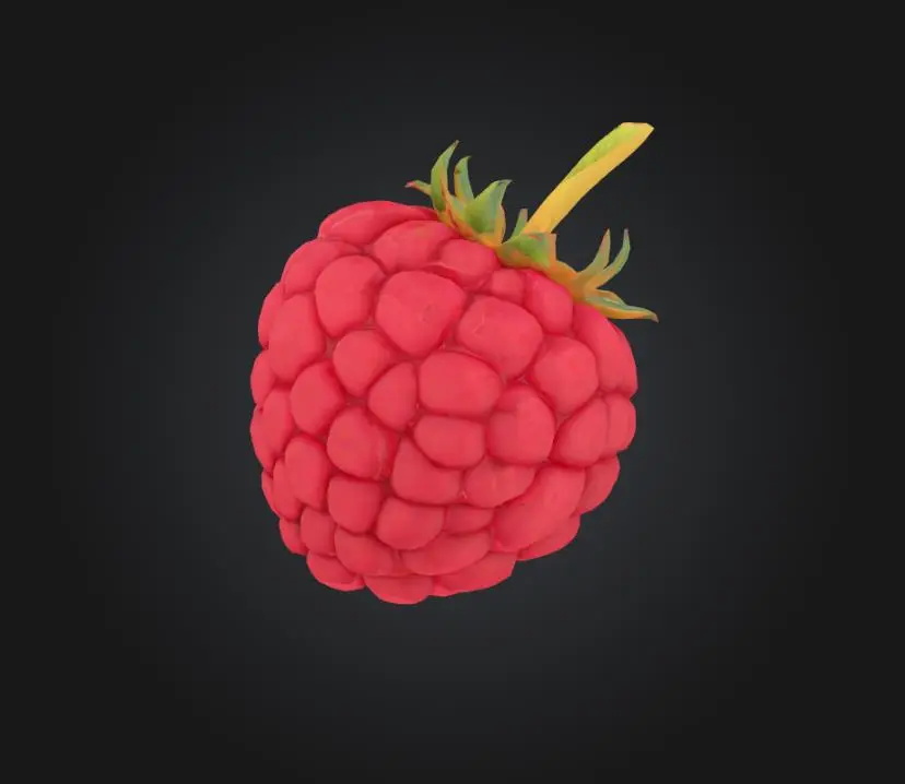Highly detailed realistic raspberry fruit
