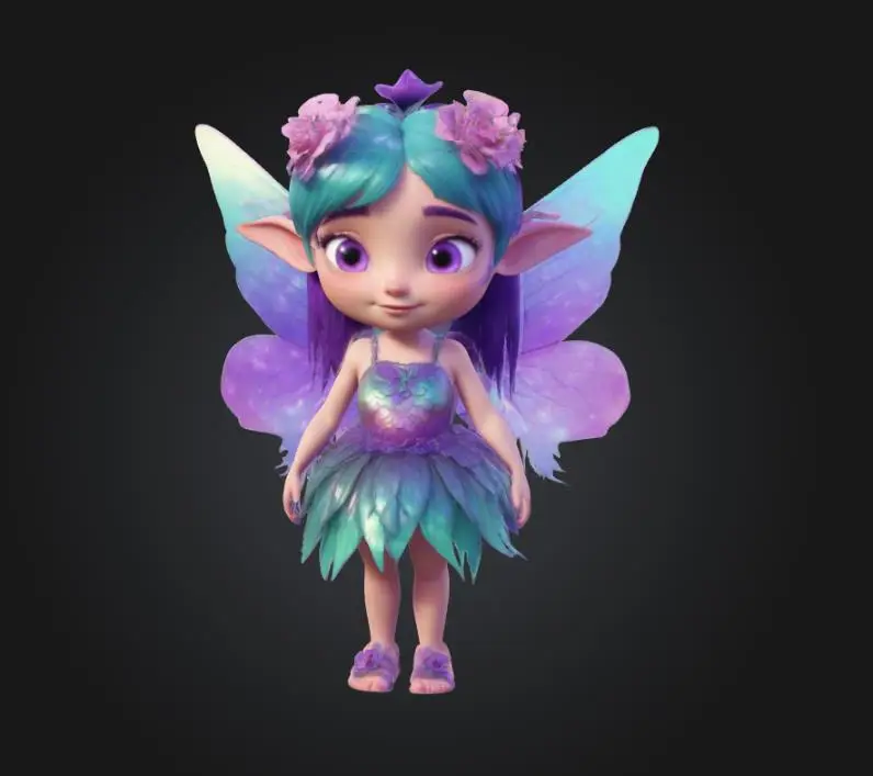 Fairy queen disney wiht wings chibi cartoon