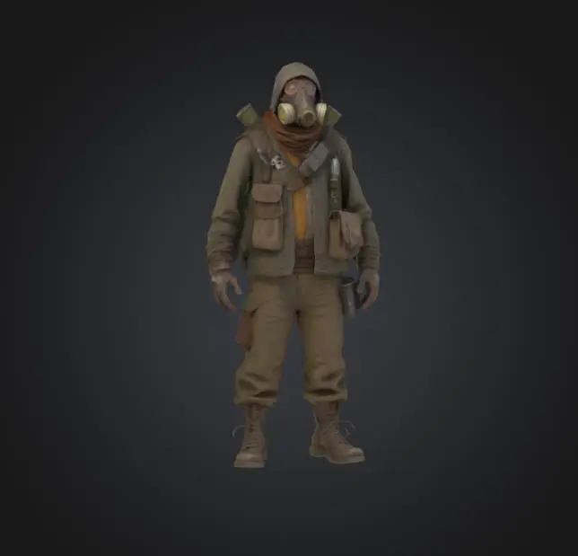Explorer with radioactive mask