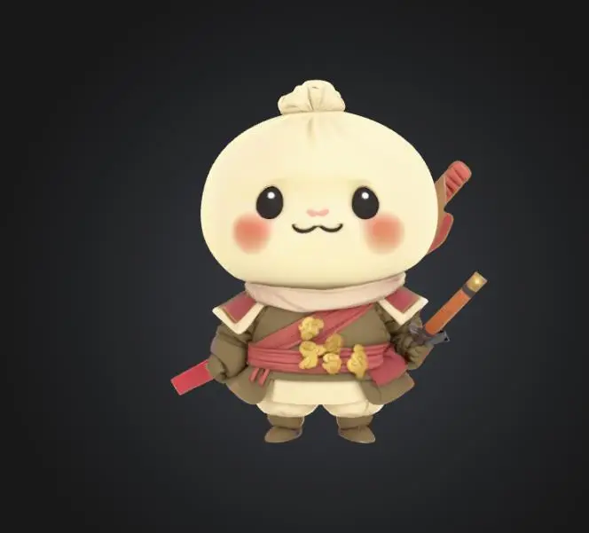Cute dumpling warrior chibi style