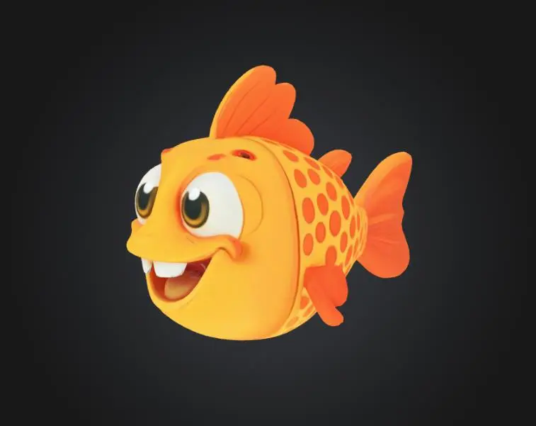 Cartoonish fish with teeth