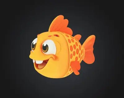 Cartoonish fish with teeth