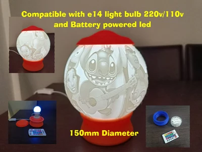Lilo & Stitch Lithophane Night Light Lamp