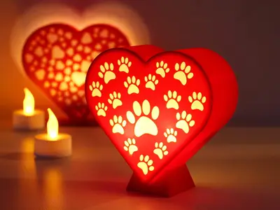Cat Paws Heart Lamp / Keepsake