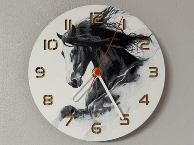 wall / desk clock running Horse