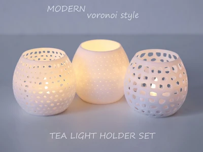 Modern Voronoi Tealight Holder Set