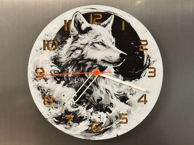 wall / desk clock Wolf in Wave