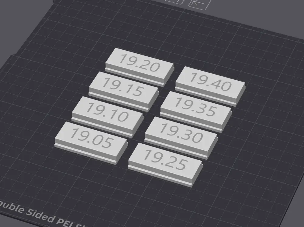 T-track tolerance test-pieces