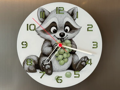 wall / desk clock cute racoon