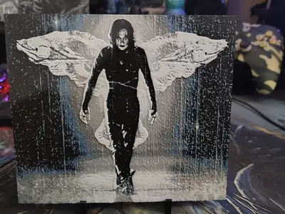 The Crow Walking in the Rain Hueforge