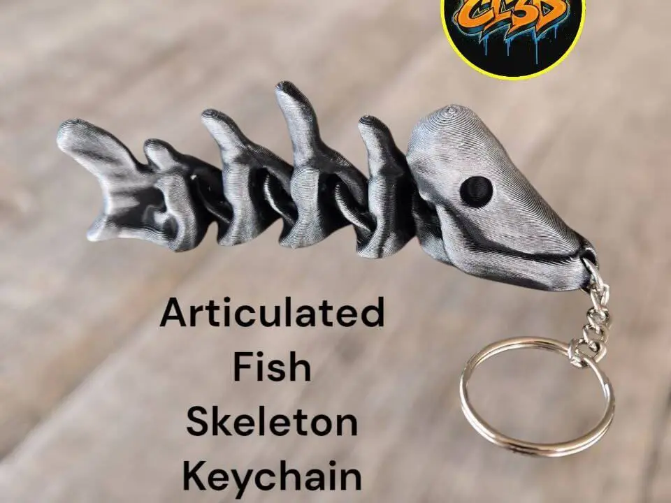 Articulated Fish Skeleton Keychain