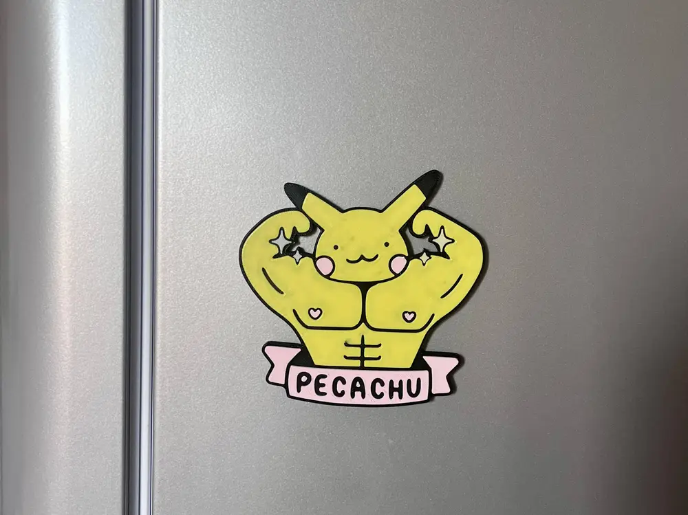 Strong Pikachu fridge magnet