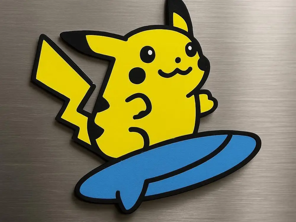 Surfing pikachu fridge magnet