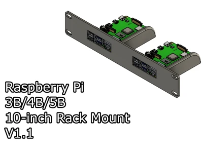 Raspberry Pi 3B/4B/5B 10-inch Rack Mount