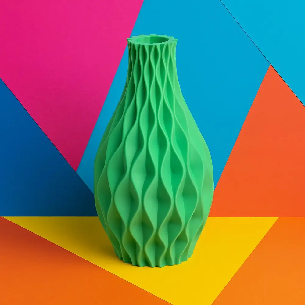 Green Waveform Vase