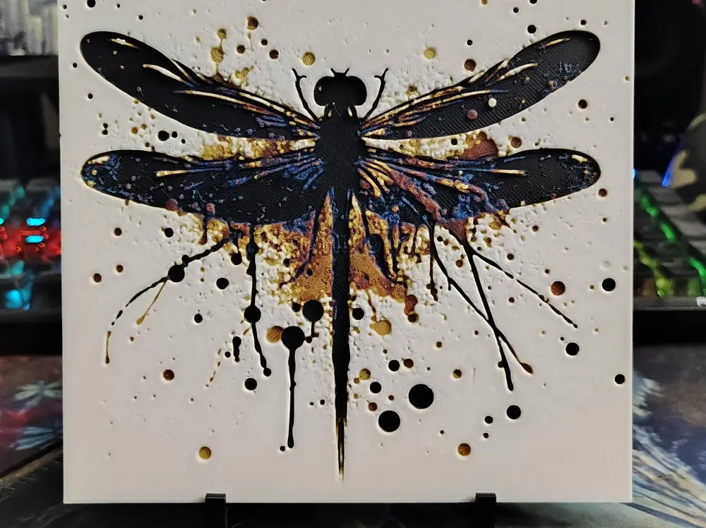 Dragonfly Paint Splatter v2 Hueforge