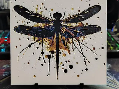 Dragonfly Paint Splatter v2 Hueforge