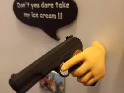Hand with Gun magnet + editable text box