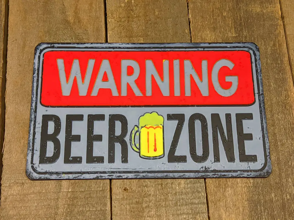 Funny Warning Beer Zone Sign Plate