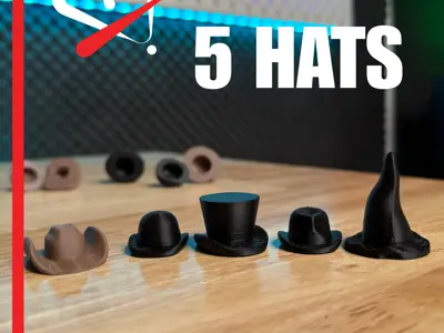 🎩 Mini Hat Pack – 5 Accessory Hats for Articulated Models! 🤠✨