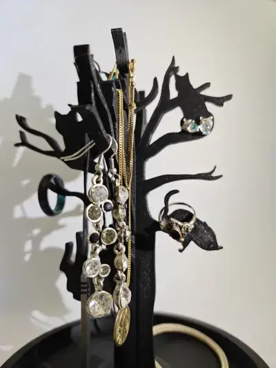 Suporte para joias - Gatos em uma árvore