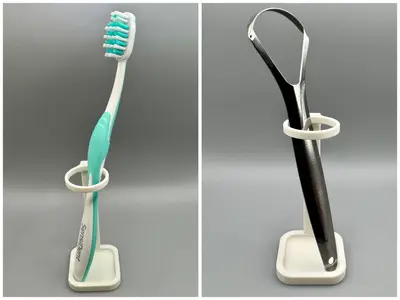 Compact Toothbrush & Tongue Scraper Stand