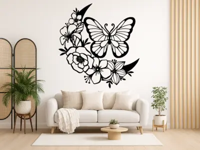 WallArt Butterfly Flower 004