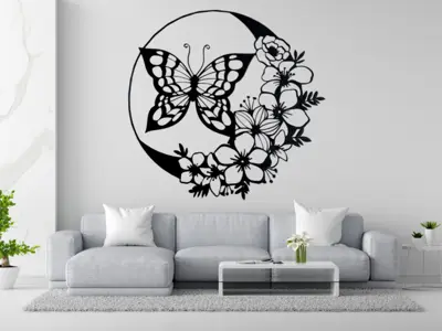 WallArt Butterfly Flowers 003