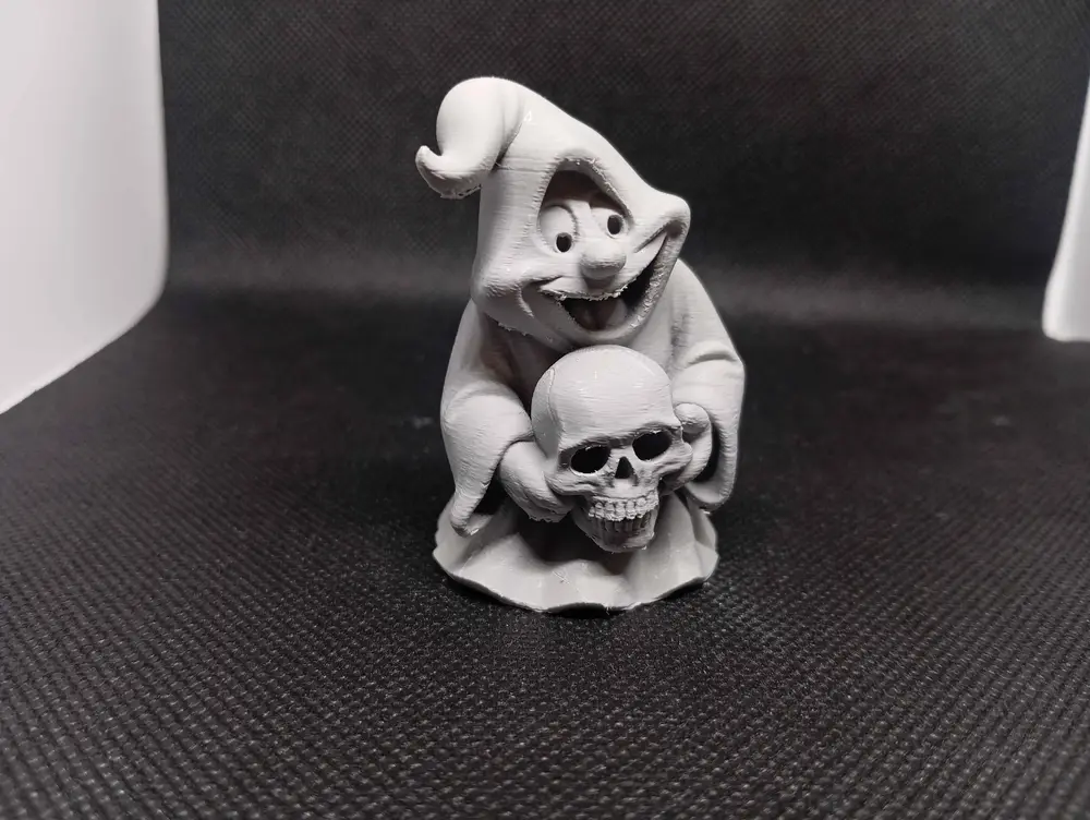 Halloween Ghost with Skull in Hands