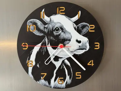 wall / desk clock cute cow