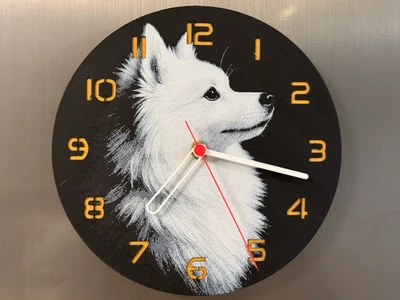 wall / desk clock cute Spitz Dog