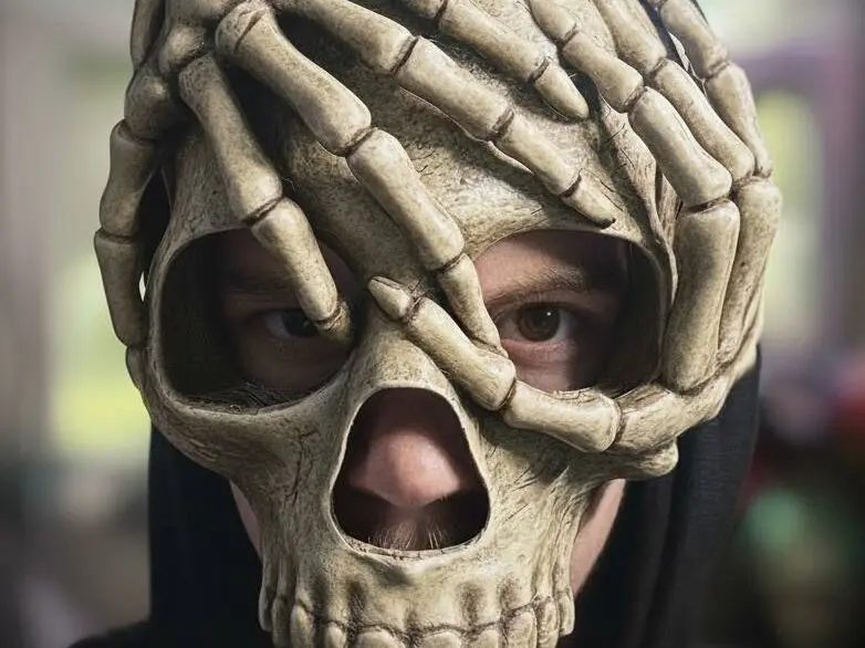 Skeleton hands skull mask