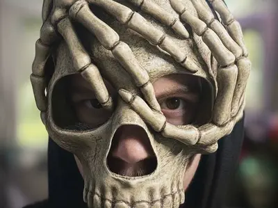 Skeleton hands skull mask
