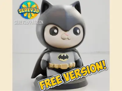 Bat Cat - Cosplay Superhero Cat Figurine - FREE 3D Print STL/3MF