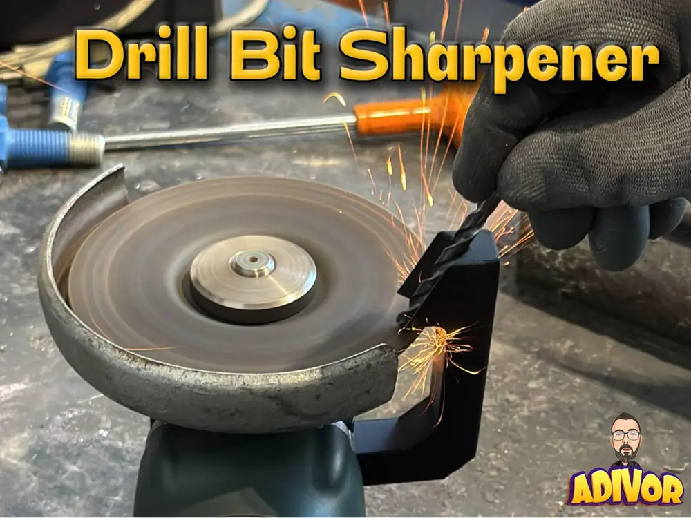 Drill bit sharpener screw secured