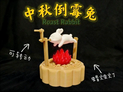 Unlucky Rabbit for the Mid-Autumn Festival (rotatable, with a candle light) 中秋倒霉兔（可转动、蜡烛灯）