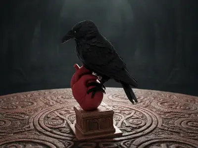 🖤 Raven Heart – Dark Symbolic Sculpture