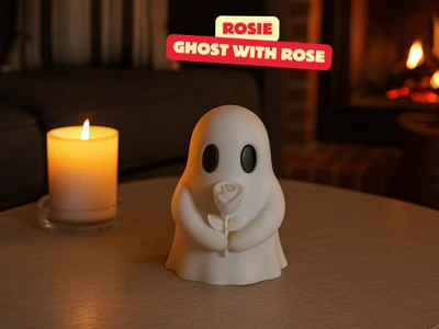 GHOST WITH ROSE - ROSIE / HALLOWEENDECOR