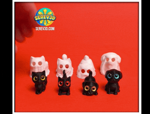 Serev3D Cat in Ghost Costume - FREE Ghost Edition Figure - No Supports 3D Print STL/3MF